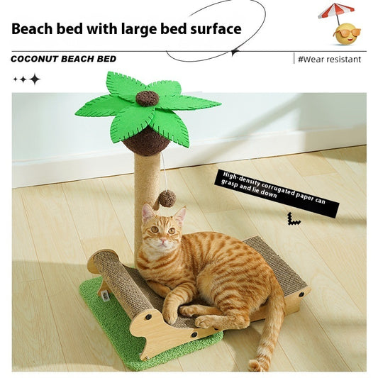 2-in-1 Katzenbett & Kratzmöbel im Strandlook