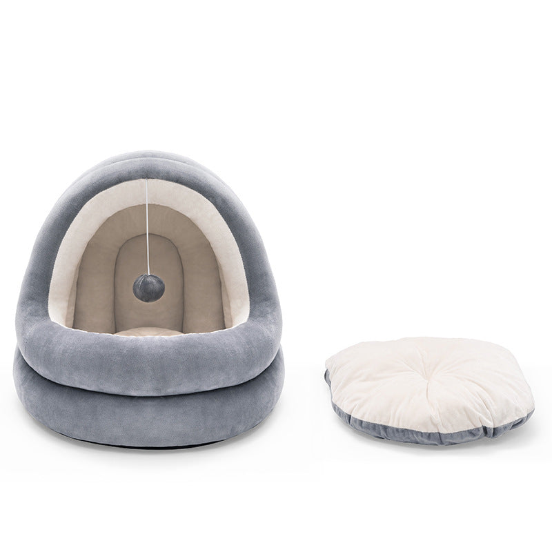 Kuschelige Katzenhöhle mit Spielball - Premium Katzenbett