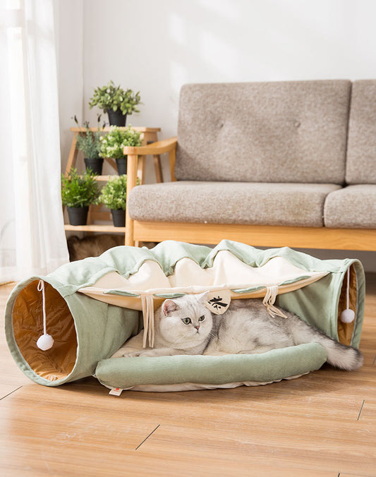 Gemütliches Katzen Sofa Bett mit Tunnel