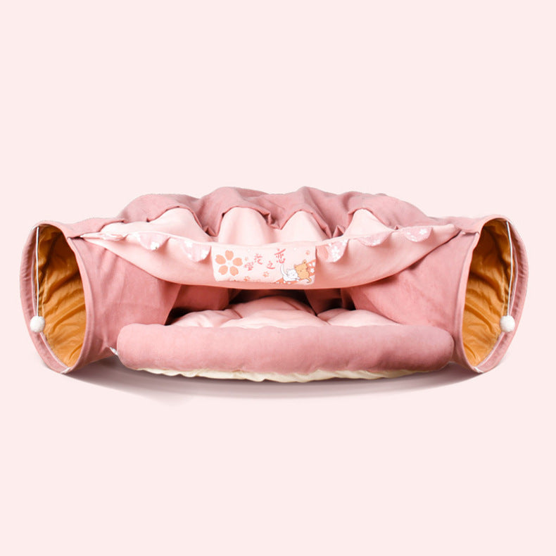 Gemütliches Katzen Sofa Bett mit Tunnel