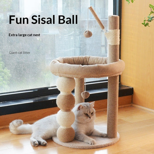 Multifunktionaler Katzenkratzbaum aus staubarmem Sisal