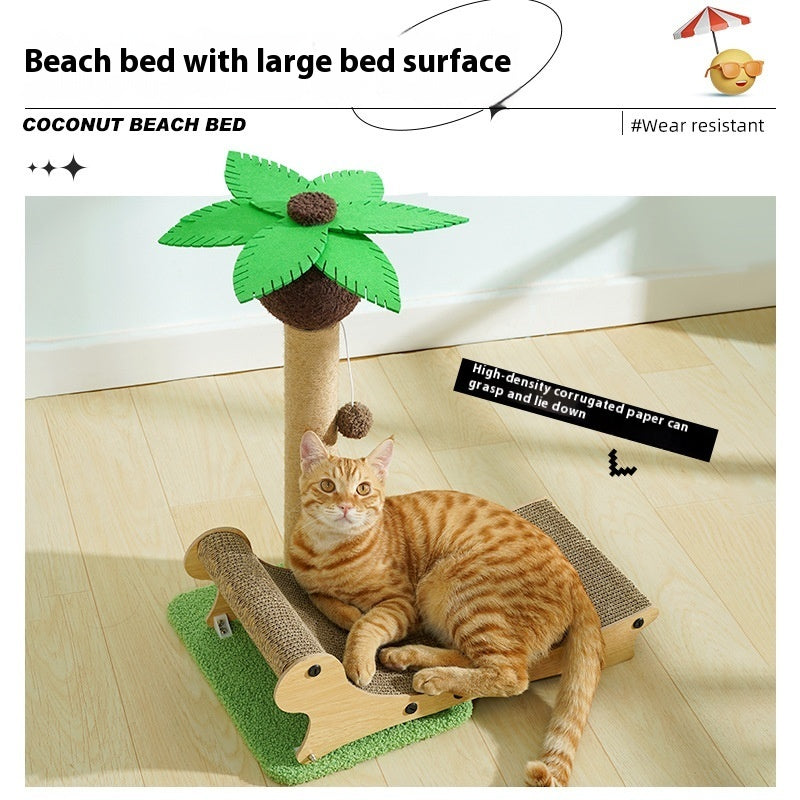 2-in-1 Katzenbett & Kratzmöbel im Strandlook